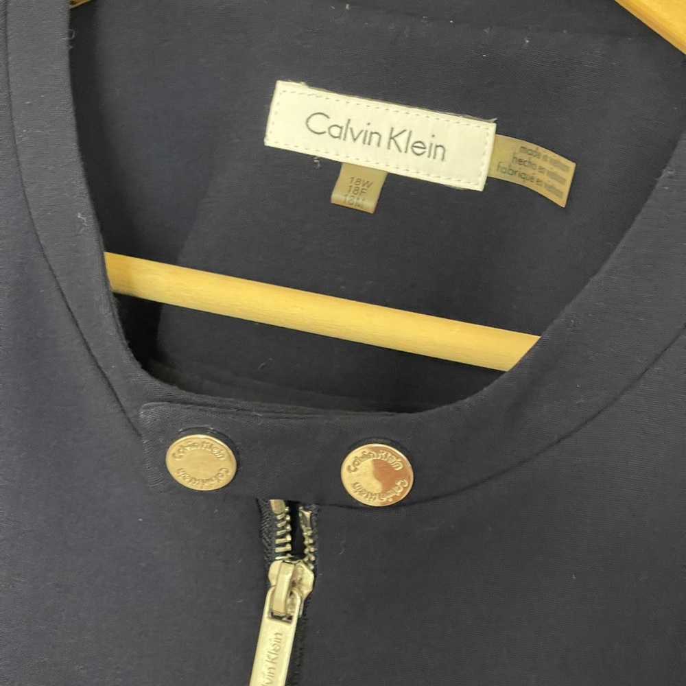 Calvin Klein Navy Blue Zip-Front Jacket w/ Silver Hardware | Size 18W - Picture 3 of 12
